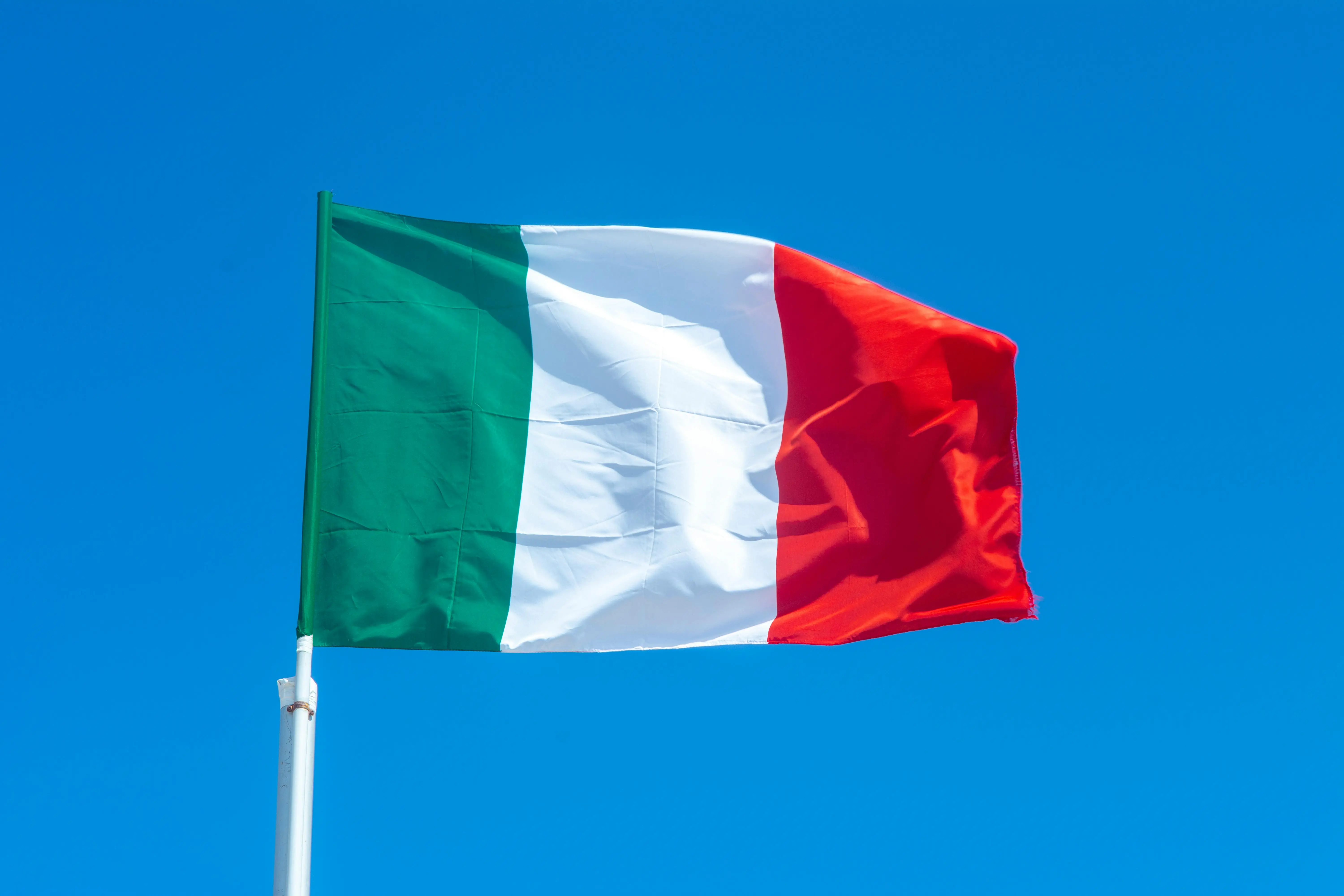 Italian Flag and Blue Sky